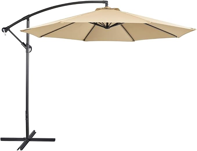 Yaheetech Zweefparasol 300 cm - Octagonaal - Polyester - Met Slinger en Kruisvoet
