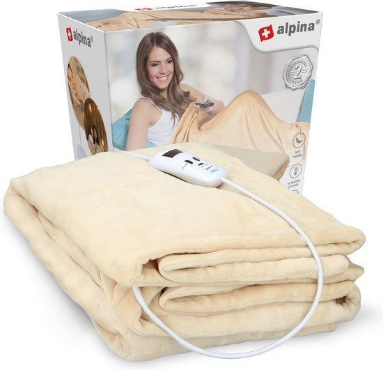 alpina Elektrische Deken - Warmtedeken 1 Persoons - Bovendeken - 10 Standen - 130x180cm - Beige