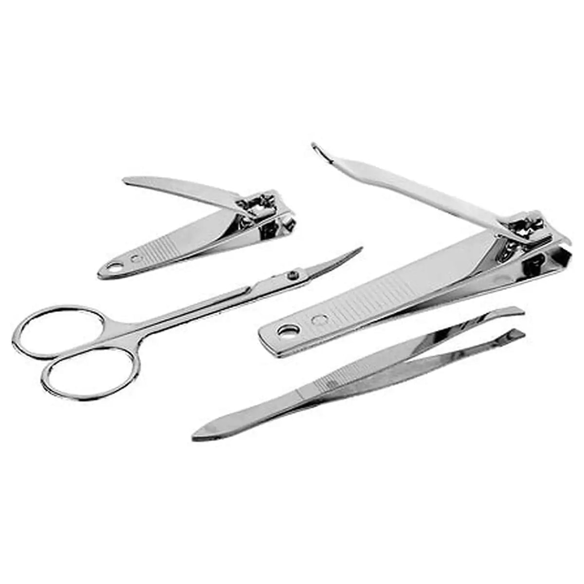 5Five Bodybeauty Manicureset - 4-delig - Zilver - Nagelknipper, Teennagelknipper, Schaartje & Pincet - 18 x 11 x 2 cm