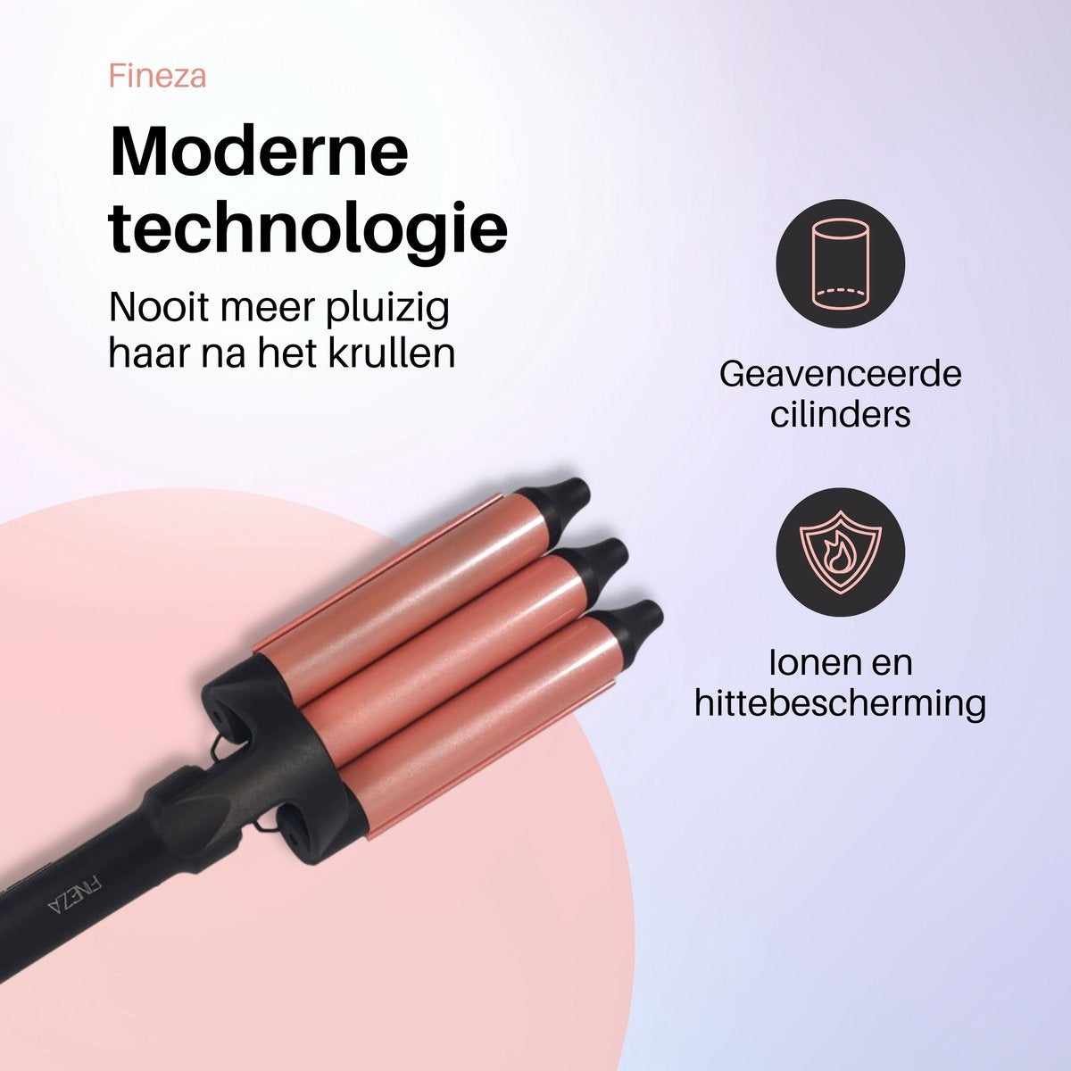 Fineza Wafeltang Haar - Krultang - Rosé Goud - Sint & Kerst Cadeau