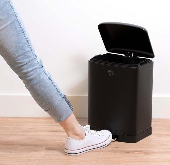 Dirt Devil Pedaalemmer 12 Liter - Prullenbak Badkamer - RVS - Zwart