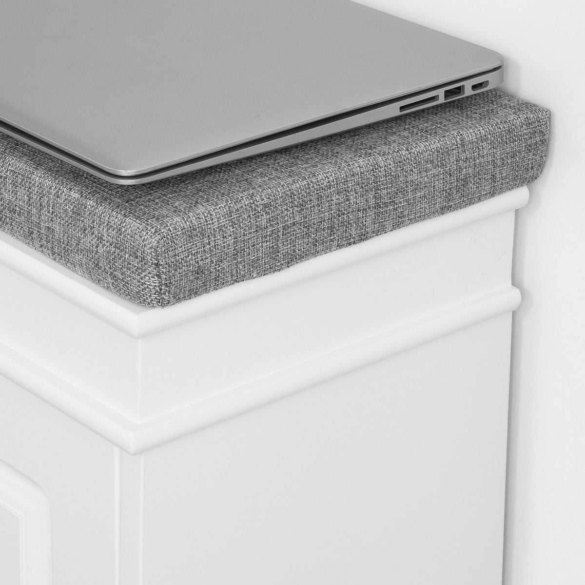 SoBuy Schoenenkast met gestoffeerde zitting - Max. 150 kg - 75 x 24 x 51 cm - Wit/ grijs