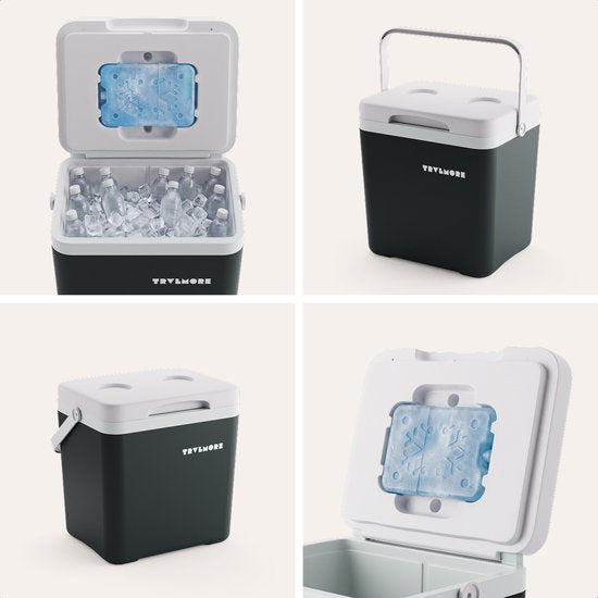 TRVLMORE Koelbox 14L - Frigobox - Inclusief Koelelement - Koelbox Klein - Antraciet