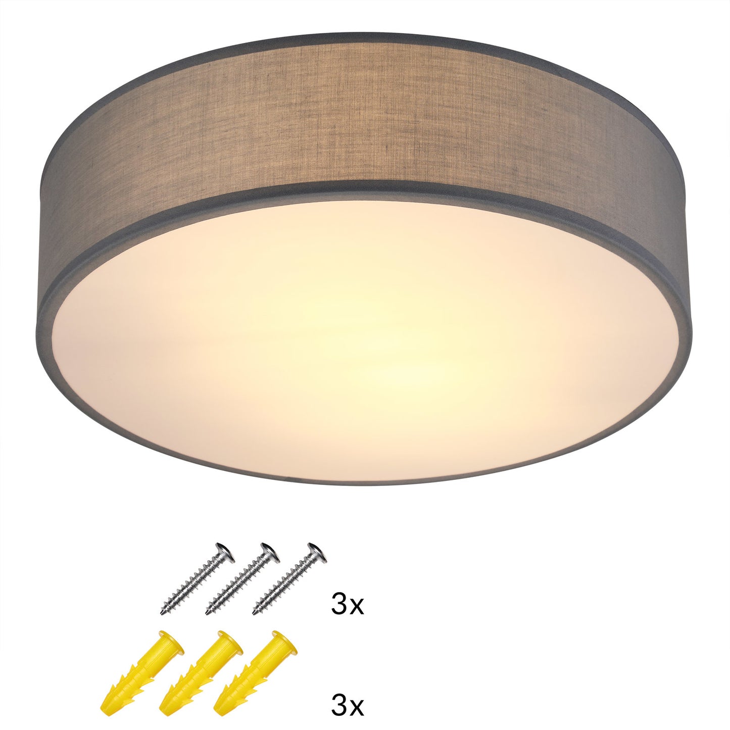 Monzana Plafondlamp - Grijs - Stof - Ø38cm