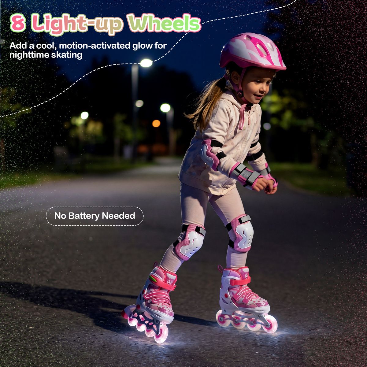 Coast Kinder Inline Skates - 4 maten verstelbaar - Verlichte wielen - Roze