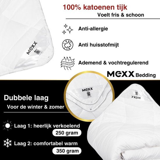 Mexx - 4-Seizoenen Dekbed - 200×200 cm - zomer en winterdekbed - synthetisch dons - anti-allergie - anti-huisstofmijt