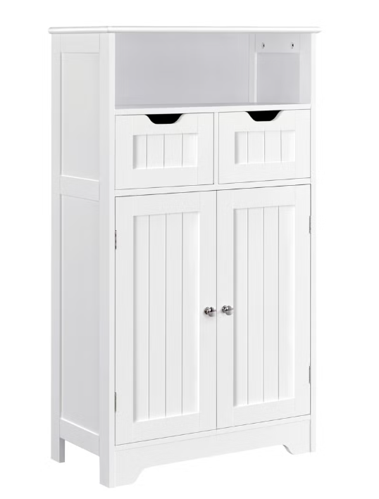 Yaheetech Badkamerkast met Verstelbare Plank - Wit - 60 x 30 x 104,5 cm