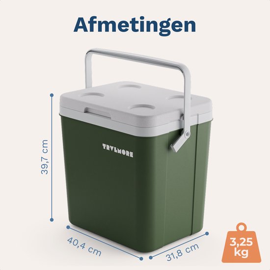 TRVLMORE Koelbox 26L - Frigobox - Inclusief 2 Koelelementen - Groen