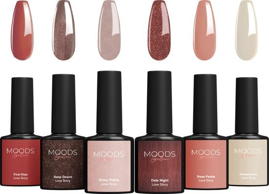 Moods Gellac 6-delige Set - Gel Nagellak - 8ML - Love Story - Gellac - Nagels - Gellak Starterspakket - Chique Kleuren