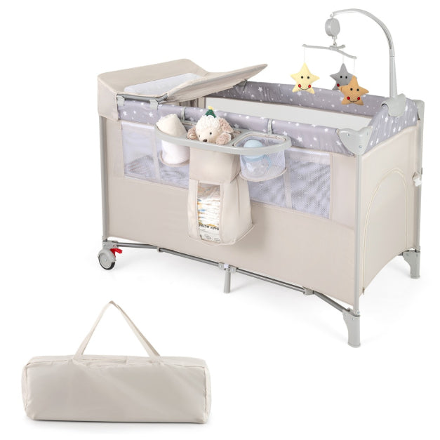 Coast Zijbed - 5 In 1 - Wielen - Incl. Matras - 125 x 65 x 76 cm - Beige