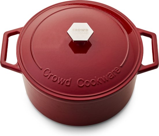 The Tasman Dutch Oven en Grill - Kookpot - Gerecycled Gietijzer - met traditionele en grill deksel - Ø29 cm – Rood