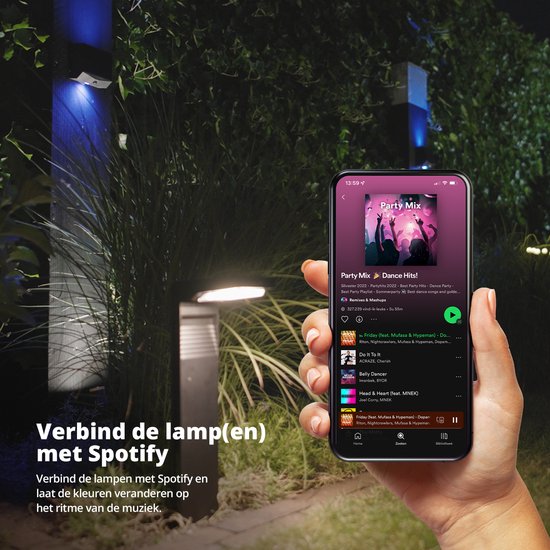 FlinQ Gaia - Smart Solar Tuinlamp- Solar Tuinverlichting - Zonne-energie - Wit en Gekleurd licht - Bewegingssensor - 2-pack - Zwart