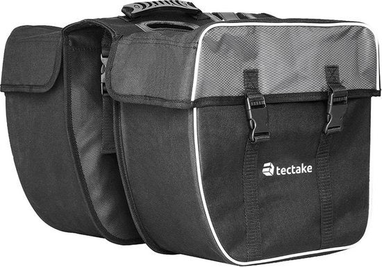 TecTake - Dubbele Fietstas - 35 l - Zwart/Grijs