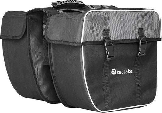 TecTake - Dubbele Fietstas - 35 l - Zwart/Grijs