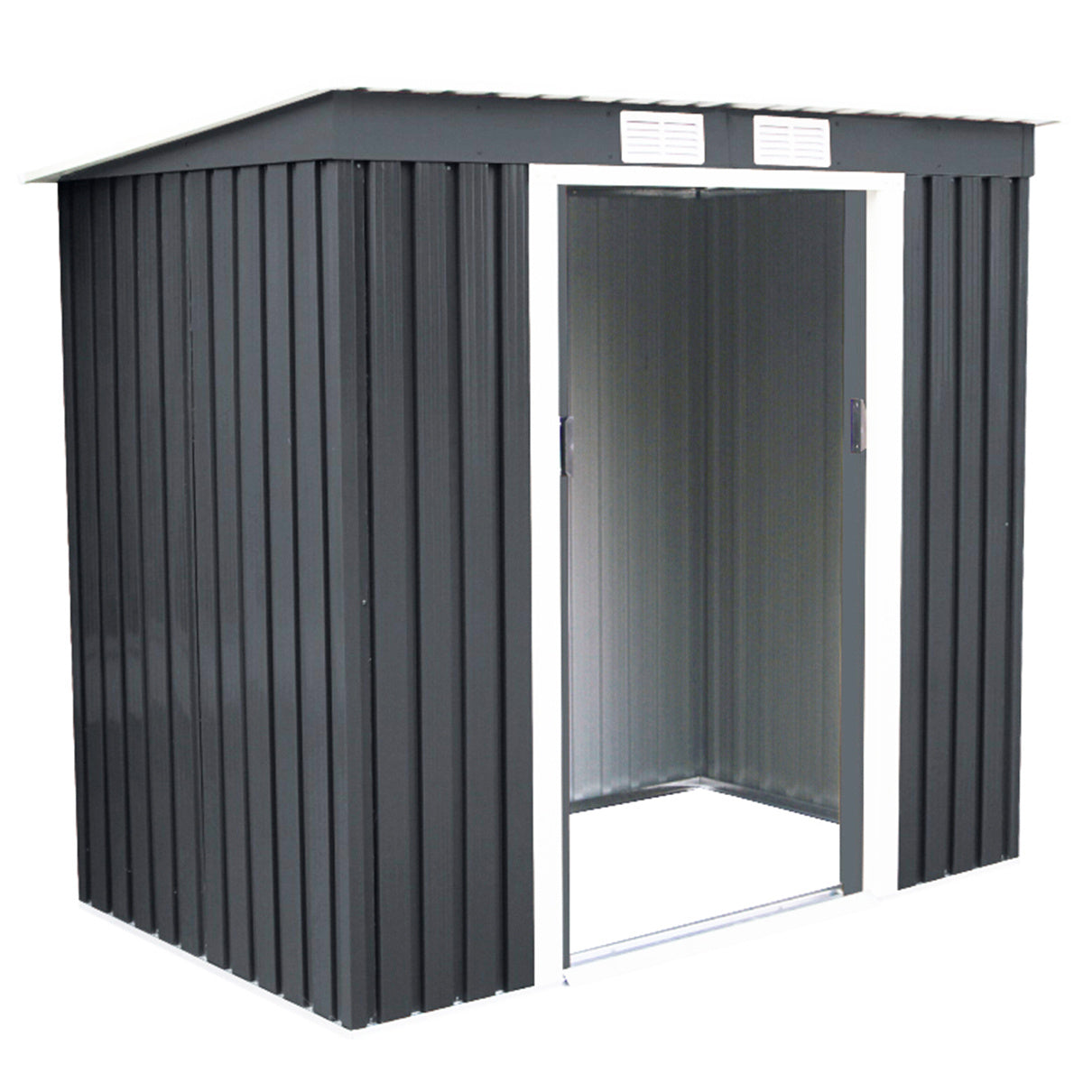 Coast Metalen Tuinhuis - Gereedschapsschuur - Inclusief Fundering Puntdak - 213 x 130 x 173cm - Donkergrijs