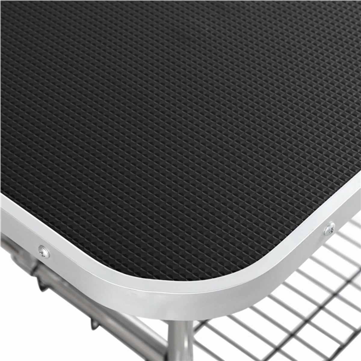 Yaheetech Trimtafel Met Dubbele Trimarmen – Voorzien Van Antislip Tafelblad En Opvouwbaar Frame En Gaasoppervlak Mandje – Voor Grote Honden En Katten – Zwart Metaal Kunstleer En Mdf – 118 x 60,9 x 177 cm