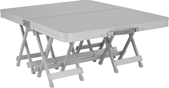 Campart Campingtafel TA-0875 - Picknicktafelset 4 personen - Picknick tafel inklapbaar en gemakkelijk mee te nemen - Weerbestendig - Wit