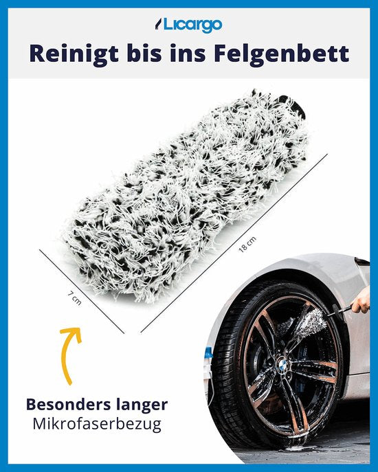 LICARGO® Microvezelborstelhoes - Vervangbare hoes voor de Microvezel Velgenborstel Professional - Machinewasbaar op 40°C - Eenvoudig te verwisselen - Ideaal voor hoogwaardige velgen