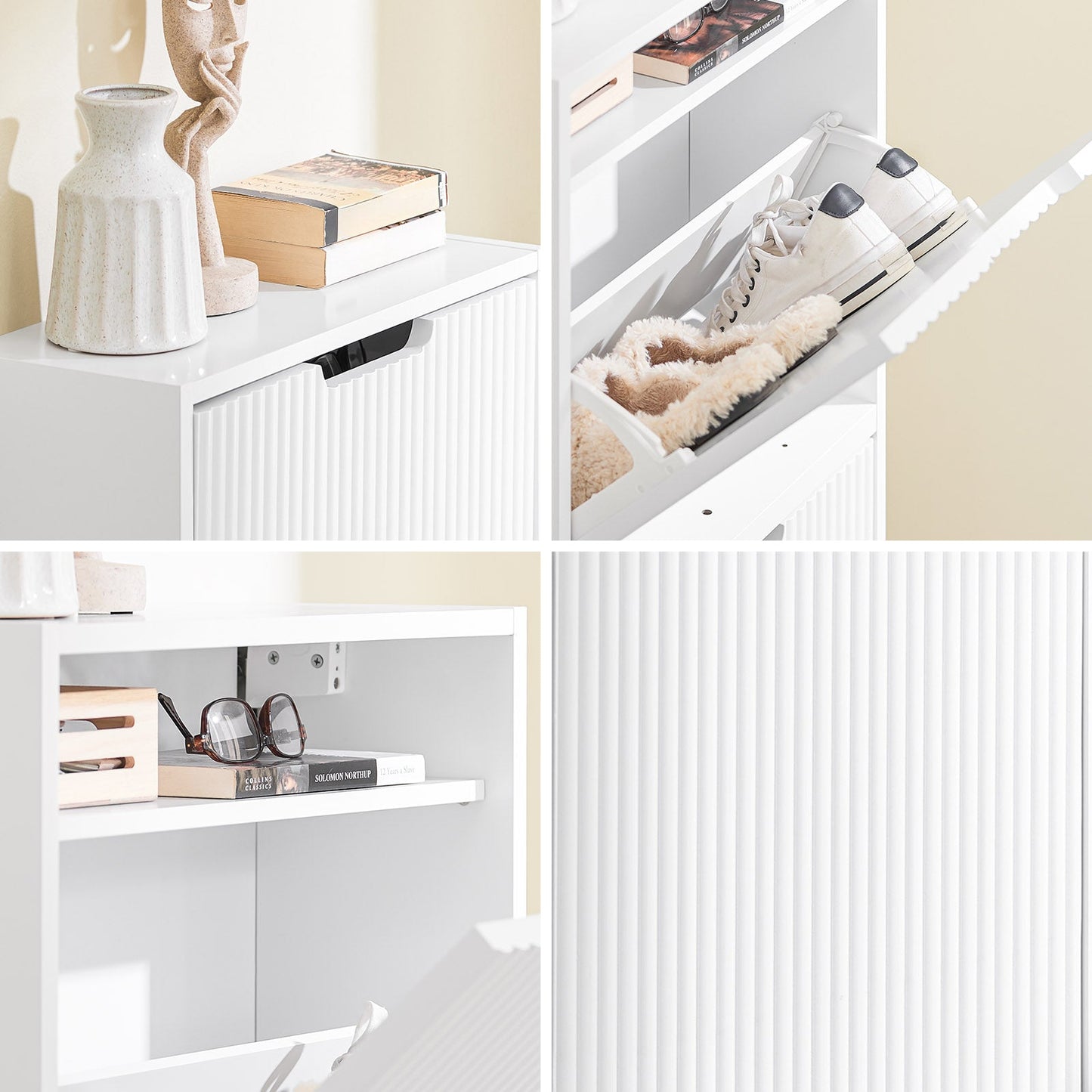 sobuy schoenenkast - 50 × 19 × 100 cm - wit – ultradun & flexibel te monteren