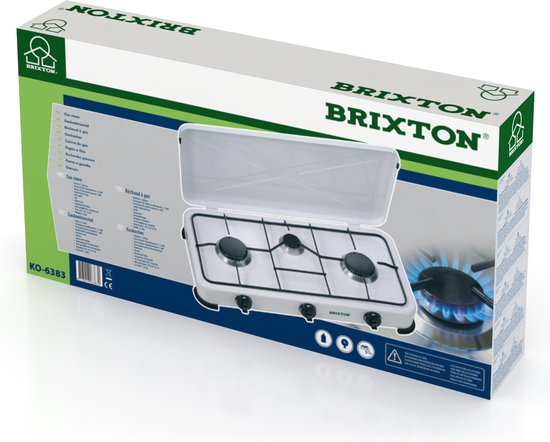 Campart Camping Kookstel KO-6383 - Campingkooktoestellen 3 pitten – Gas kooktoestel met RVS brander - Wit