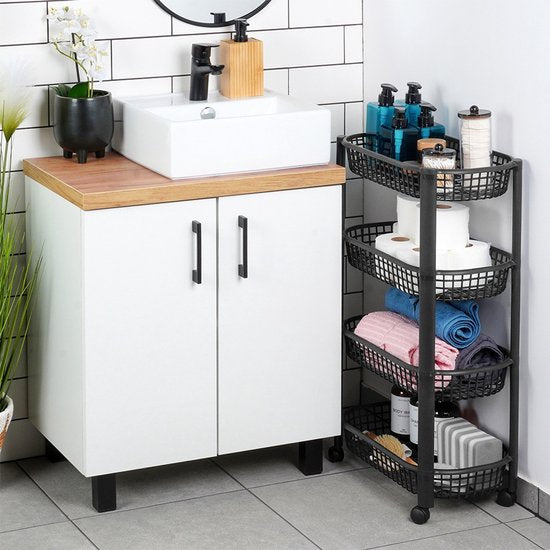 Excellent Houseware Keukentrolley Zwart - 4 Laags Opbergsysteem - 46,5 x 26 x 80 cm