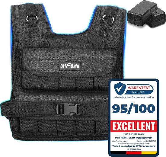 DH FitLife Verstelbaar Gewichtsvest 20 KG, Compact en Stabiel voor Spieropbouw en Krachttraining, Verzwaarde vest, Hardloopvest voor Dames en Heren, Fitnessvest, Trainingsvest