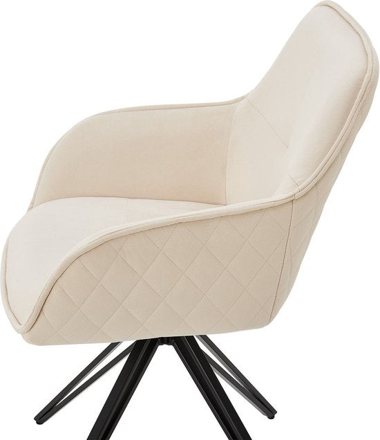 Eetkamerstoel / Draaistoel / Kuipstoel Clyde - Beige - Metalen onderstel