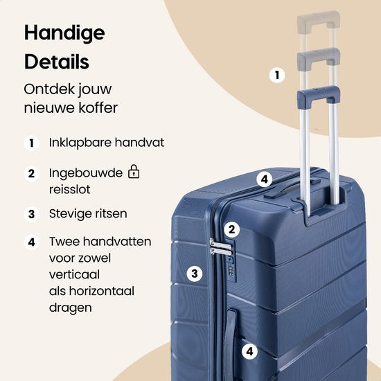 SC Urban Adventurer - Grote Reiskoffer - Cijferslot - 49x30x75cm - 110L - Reiskoffer met Kofferslot - Spinner wielen - Donkerblauw V2
