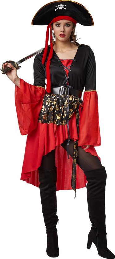 Dressforfun Vrouwenkostuum piratenkoningin XL - verkleedkleding kostuum halloween verkleden feestkleding carnavalskleding carnaval feestkledij partykleding - 301777