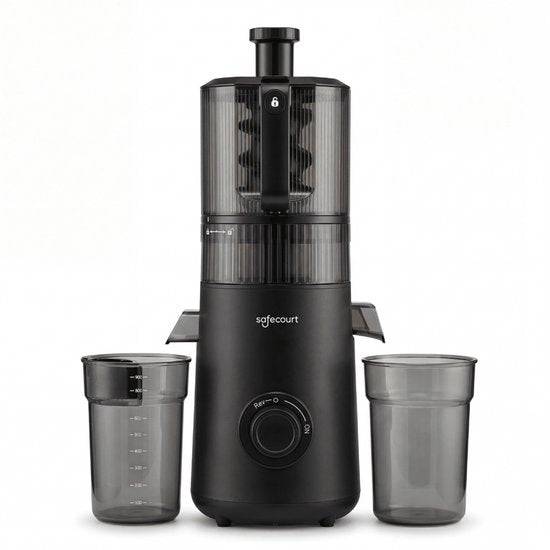 Safecourt Kitchen Slow Juicer XXL - krachtige motor [Pre-cutter & Cold-press technologie] - eenvoudige reiniging - BPA-vrij - sapcentrifuge Zwart