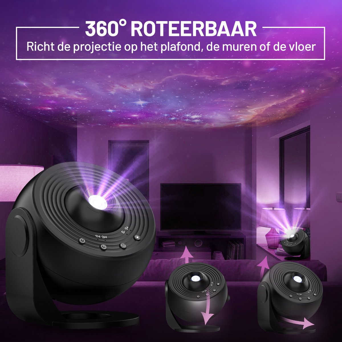 MostEssential Projectorlamp PRO Edition 12-in-1 Galaxy Projector - Ø 11.8 cm - Kleur: Zwart