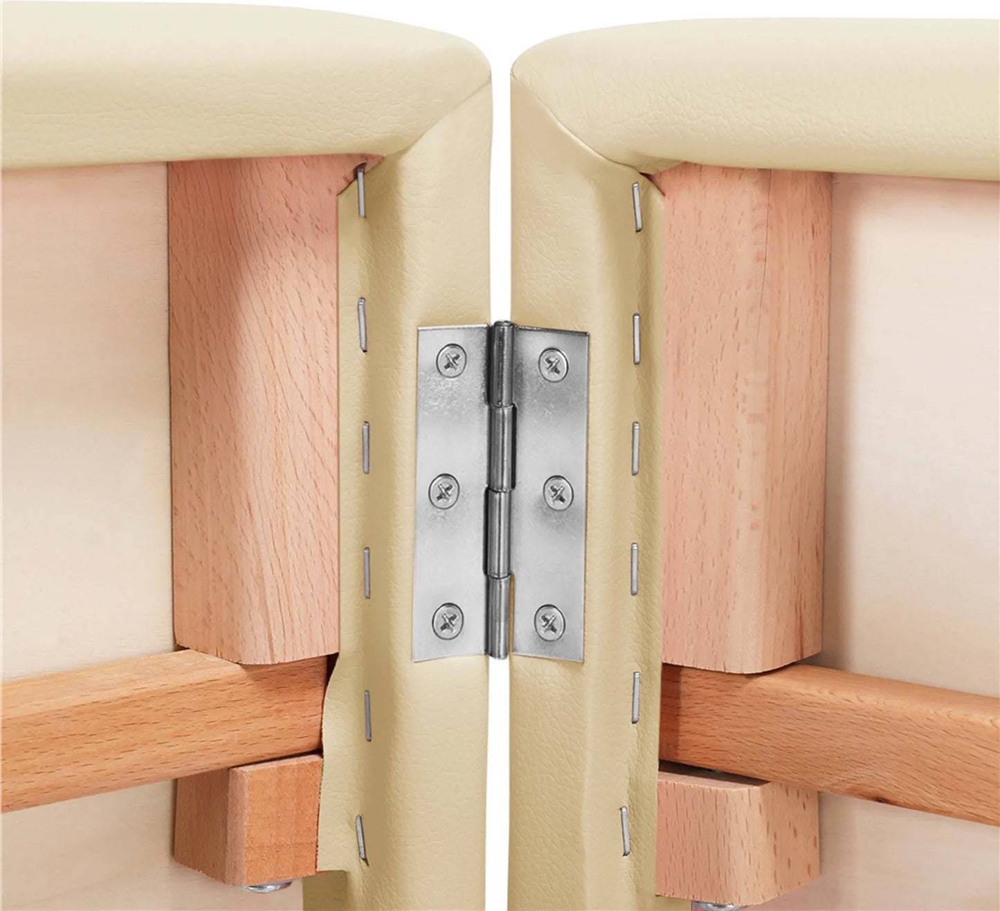 Yaheetech Massagetafel Opvouwbaar – 213 x 82 x 64-85,5 cm – Voorzien Van Beukenhouten Poten En Verstelbare Hoofdsteun En Draagtasfunctie – Voor Schoonheidssalon En Massagestudio – Crème Kunstleer En Hout
