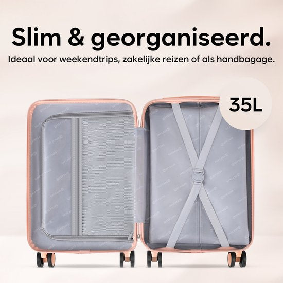 SC Handbagage Koffer 35L - Lichtgewicht Trolley - TSA-slot en Laptopvak - Reiskoffer met Handig Voorvak - 55 cm - Roze