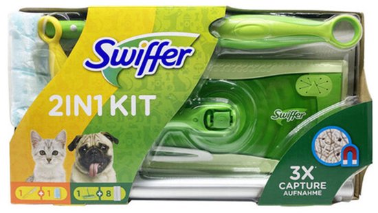 Swiffer Sweeper 3‑in‑1 Combikit | Vloerwisser met 8 droge doekjes + stofmagneet | Stof en vuil verwijderen | Geschikt voor alle vloertypes