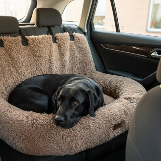 By Cee Cee Autostoel Hond Deluxe - Hondenmand Auto Met Veiligheidsriempje - Automand Hond - Hondenstoel - Autozitje - Mokka - Maat L - Otto