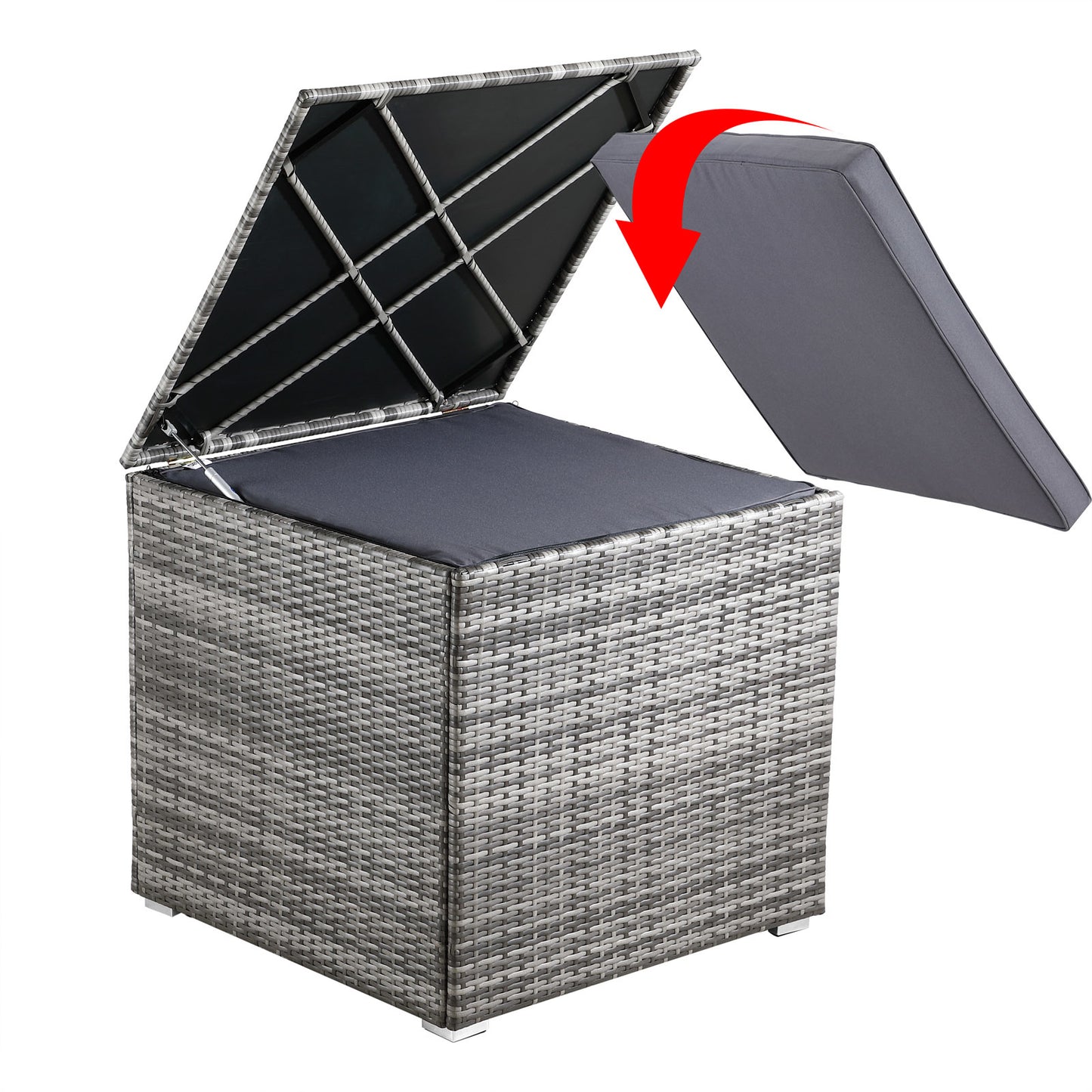 Casaria Kussenbox - Tuinkist - Kussenopslagbox - Grijs - 75x75x70cm