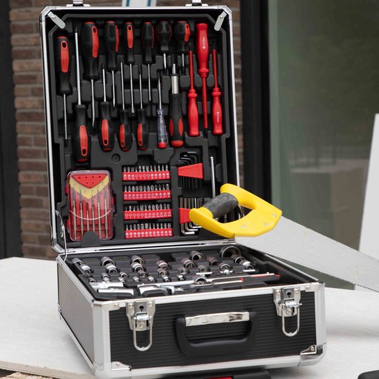 ALDORR Tools - 152 - Delige gereedschapsset in koffer - Toolbox - Gereedschapskoffer Gevuld - Gereedschapskist - Schroevendraaierset - Aluminium - Handgereedschap - Basisgereedschap - Met Momentsleutel Ratel - Cadeau voor mannen - Housewarming Cadeau