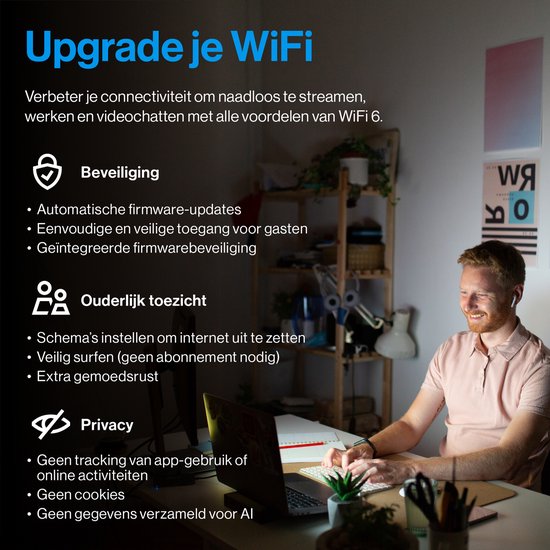 Linksys Velop Micro Mesh 6 - Router - WiFi 6 - Dual-band - Mesh WiFi - 3000 Mbps - 3-pack - Wit