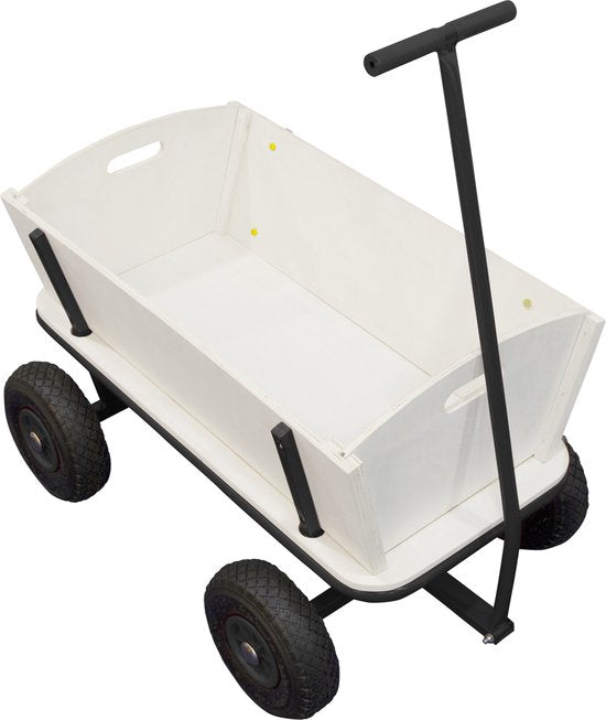 Sunny Billy Beach Wagon Bolderkar Zwart - Blank hout - Bolderwagen met luchtbanden - 94x61x97cm