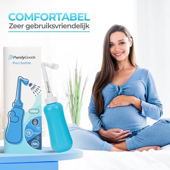 PurelyGoods® Peri-fles - Draagbare Bidet - Vaginale Douche - Perineum - Zwangerschap - Postpartum Spoelfles - 450ML - Blauw