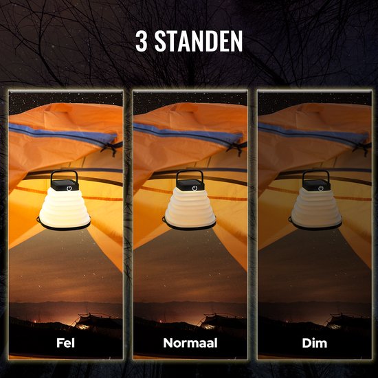 Tech Essentials Solar LED Lantaarn - Opvouwbaar - Zwart - Tentlamp - Led Lamp Oplaadbaar - Kamperen - Nood - Storm - Hanglamp - Zonne Energie