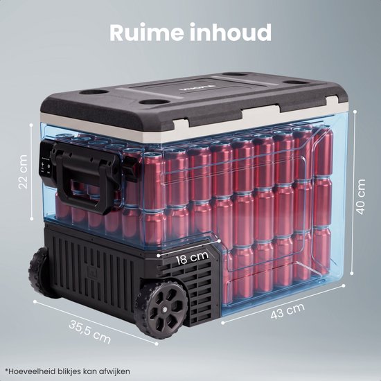 Auronic Elektrische Koelbox - Compressor - 80L - 12V en 240 volt - Camping Koelkast - Frigobox Auto - Met Wielen en Hendel - Zwart