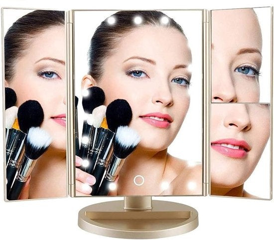 Fuegobird Make Up Spiegel met Verlichting - Dimbaar - Vanity - Voor Make-up - Incl. 10x Vergroting - met Organizer - LED