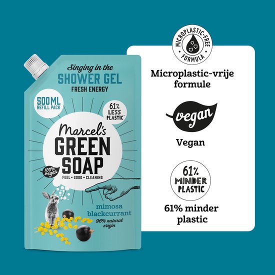 Marcel's Green Soap Douchegel Navulling - Mimosa & Zwarte Bes - 6 x 500ml