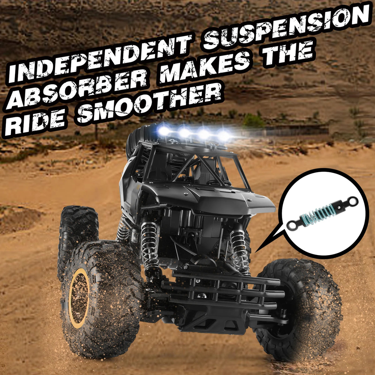 4DRC RC Monstertruck 1:12 - Off-Road 4WD - Metalen Behuizing, LED-Koplampen, 2 Accu's