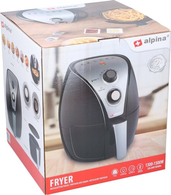 Alpina Airfryer XL - 3.2L - 80 tot 200°C - 1500W - Zwart
