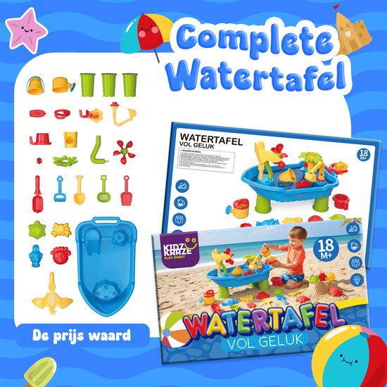 KidzKraze® Watertafel M - Buitenspeelgoed – Sensorisch Speelgoed - Activiteiten Tafel – Waterbaan - Zandtafel Voor Kinderen - Waterspeeltafel Speelgoed - Incl. Accessoires