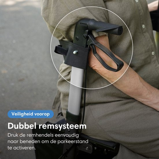 SafeLife® Rollator lichtgewicht en opvouwbaar - zitfunctie - voor binnen en buiten - Rugleuning en wandelstok houder - Zwart