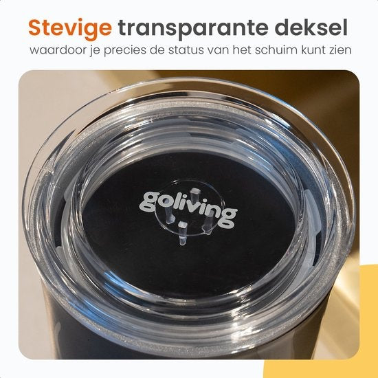 Goliving Melkopschuimer Elektrisch – 4-in-1 – Voor Opschuimen en Verwarmen – Non-stick coating – 240 ml – Zwart