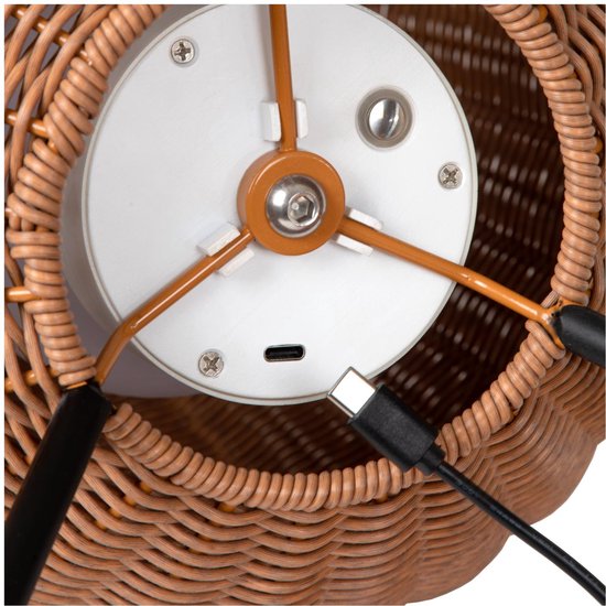 Lucide COLIN IP44 - Oplaadbare Vloerlamp Binnen/Buiten - Accu/Batterij - LED 3 StepDim - 1x3W 3000K - IP44 - Naturel